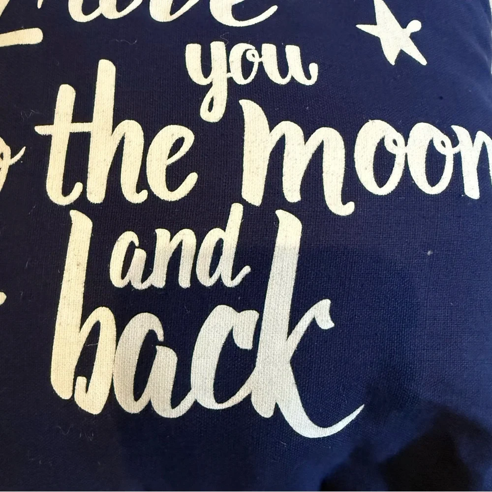 Navy Blue Throw Pillow with White Text Novelty Kids